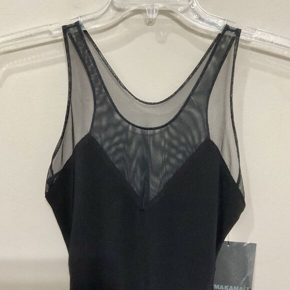 Norma Kamali Black One-Piece Swimsuit Racer Deep-V Combo Mio Sz S New Mesh Swim - Picture 4 of 9